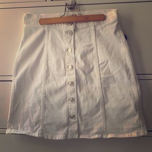 J. Crew White Denim Button Down A-Line Skirt